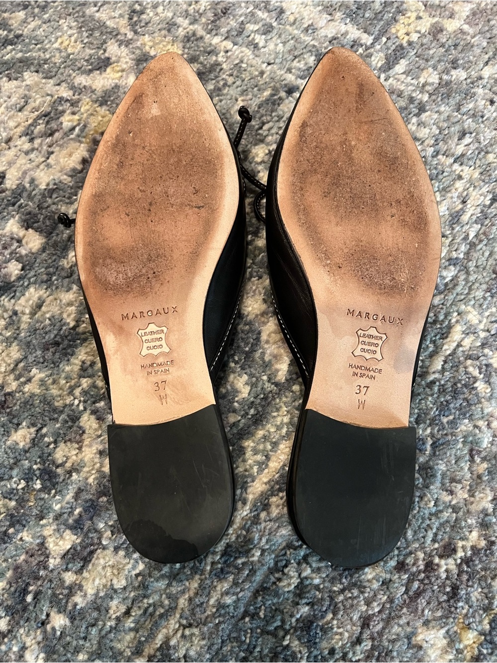 Margaux Black Leather Mules / Flats with Pointed-Toe - Picture 2 of 5